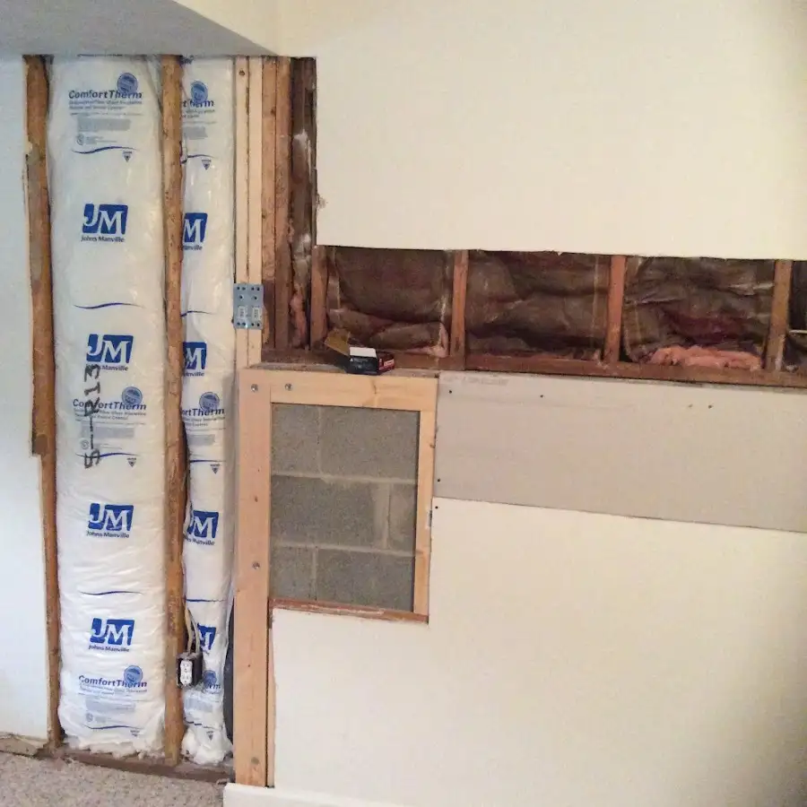 Wall insulation replacement during Contents Cleaning & Restoration in Patchogue